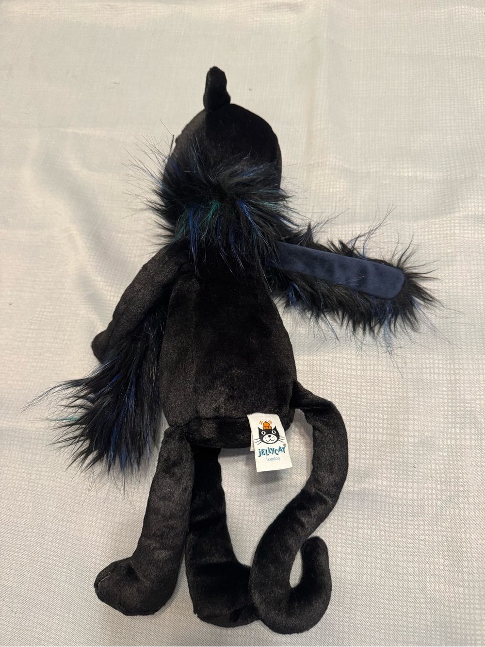 Jellycat Black Plush Cat Toy with Iridescent Fur Accents